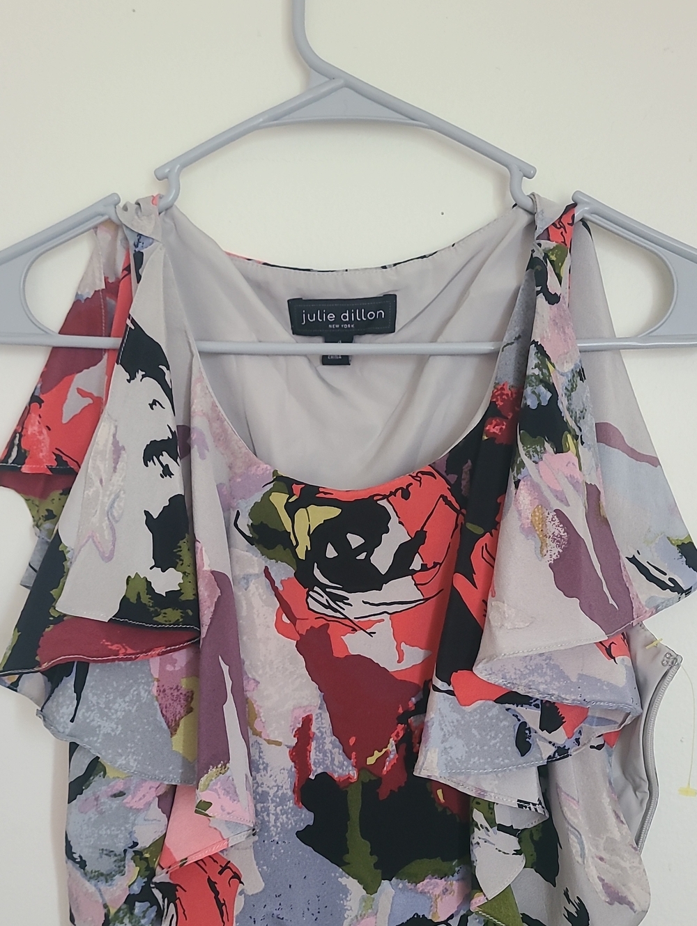 One-Shoulder Floral Ruffle Dress in Multi-Color - Picture 5 of 5